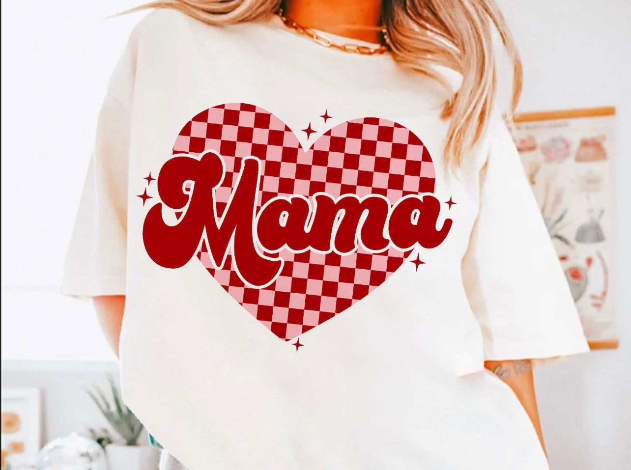 Mama Checkered Heart