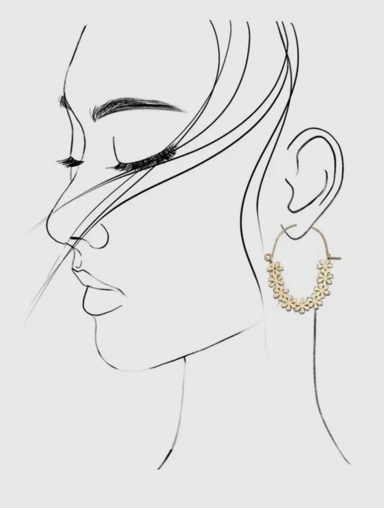 Gold Daisy Hoop Earrings