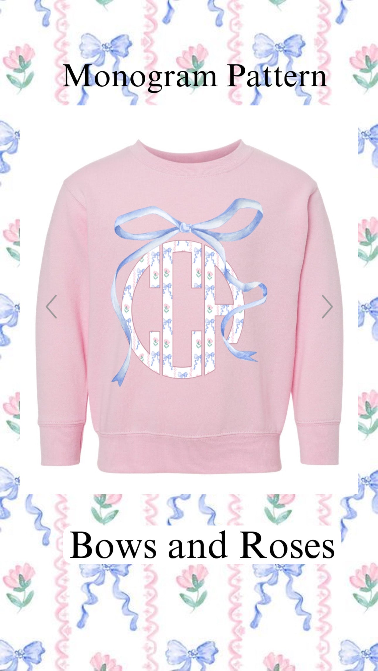 Coquette Monogram Toddler Bow Sweatshirt