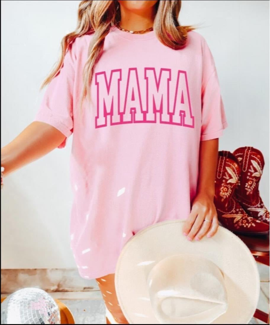 Mama Pink Block Letter Tshirt