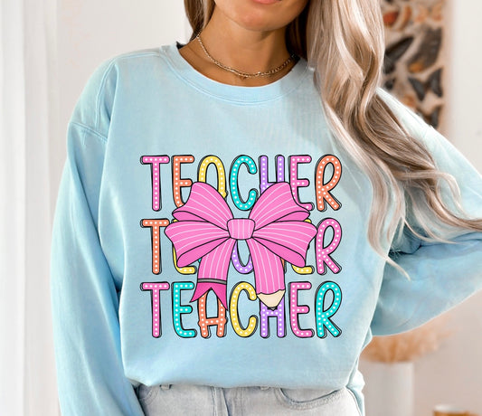 Colorful Bow Teacher Sweatshirt