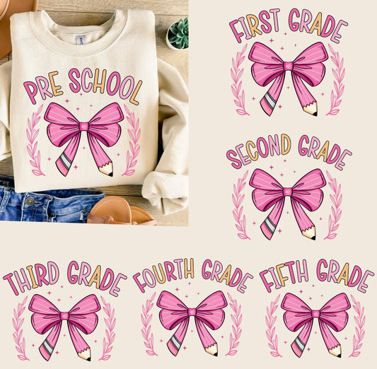 Youth Grade Pink Bow Bella Canvas Tshirt