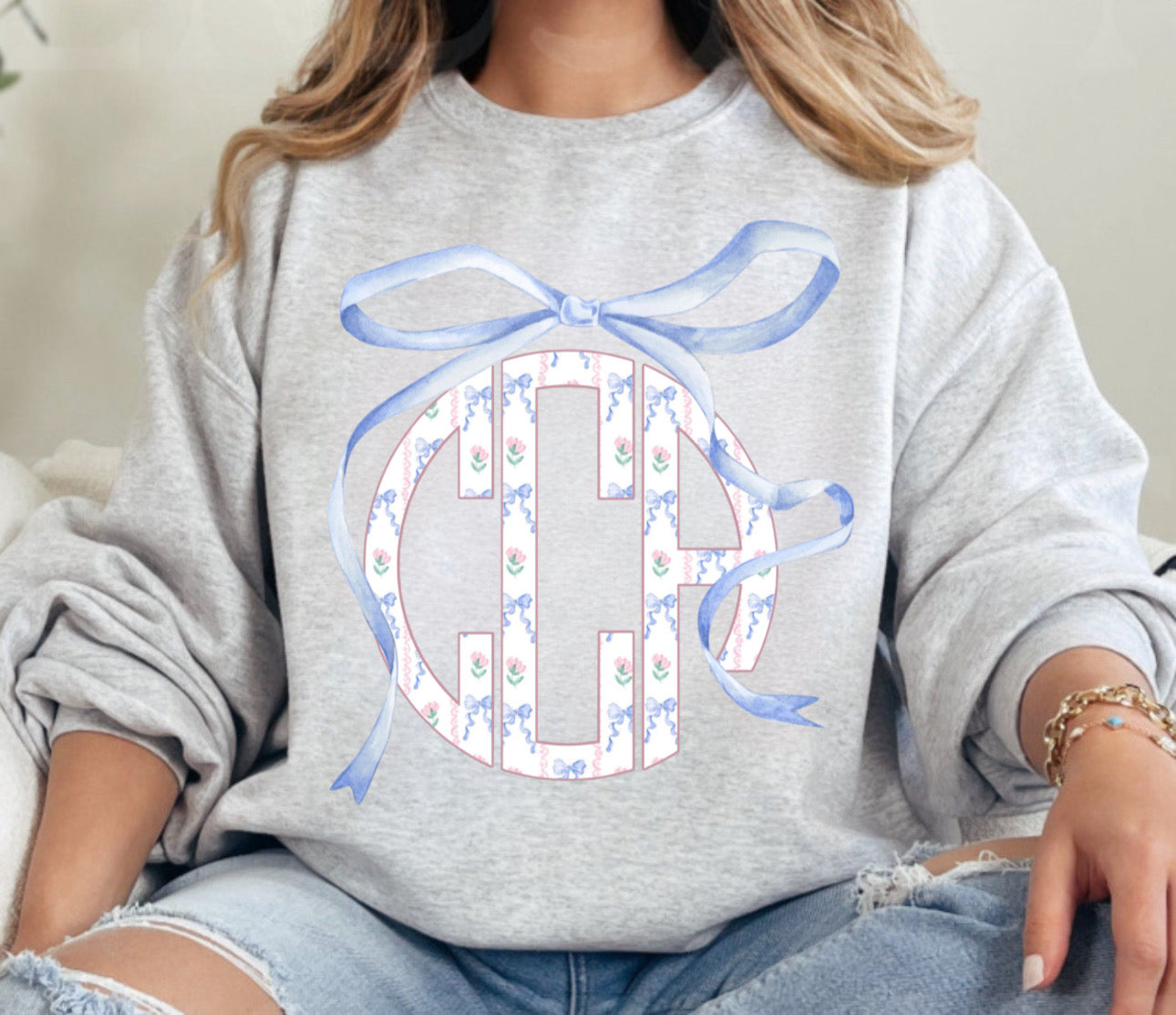 Bows and Roses Monogram Sweatshirt