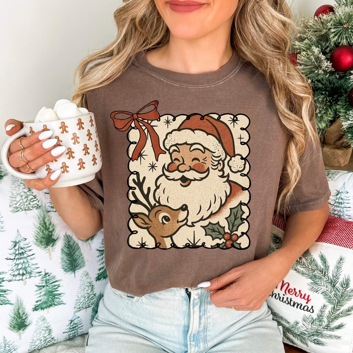 Vintage Santa and Reindeer