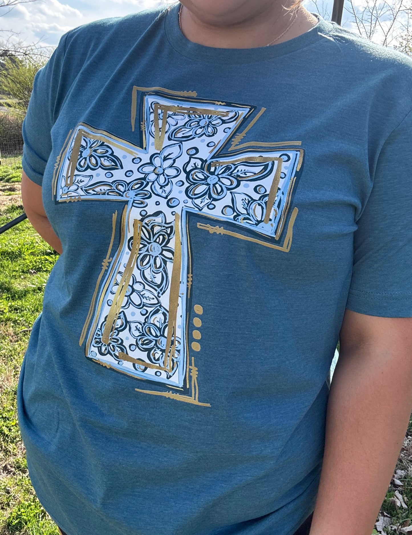 Floral Cross Tshirt