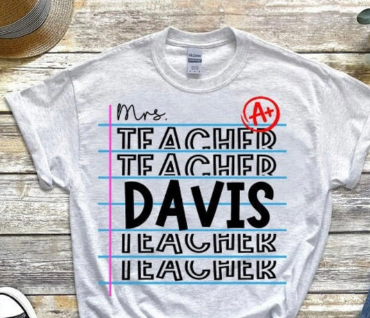 Personalized Paper Teacher Tshirt