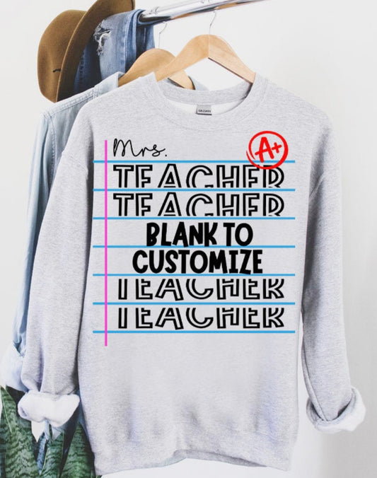 Personalized Paper Teacher Sweatshirt