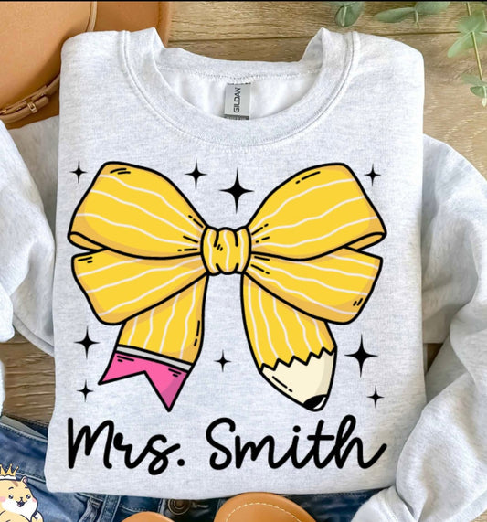 Personalized Pencil BowTeacher Sweatshirt