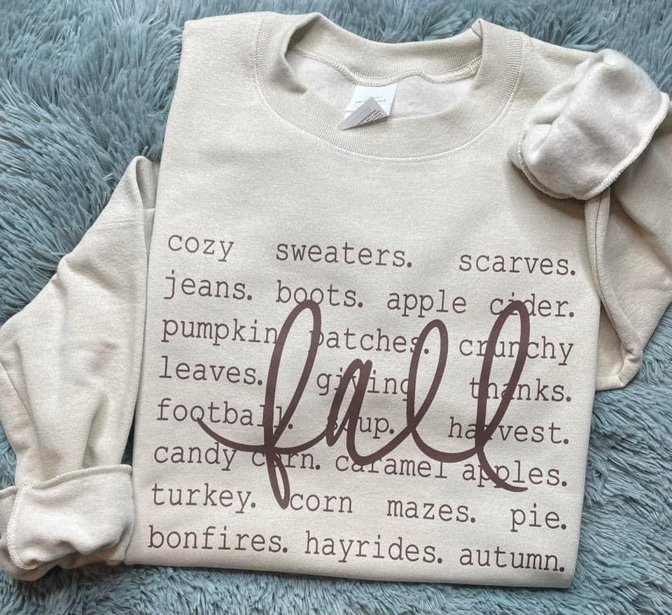 Fall Things Brown Font Sweatshirt