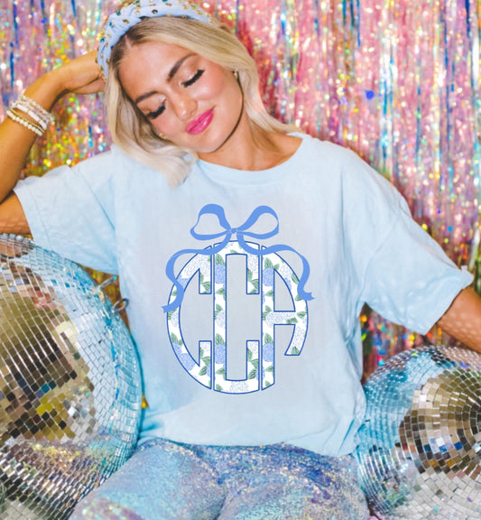 Hydrangeas Monogram Bow T-Shirt