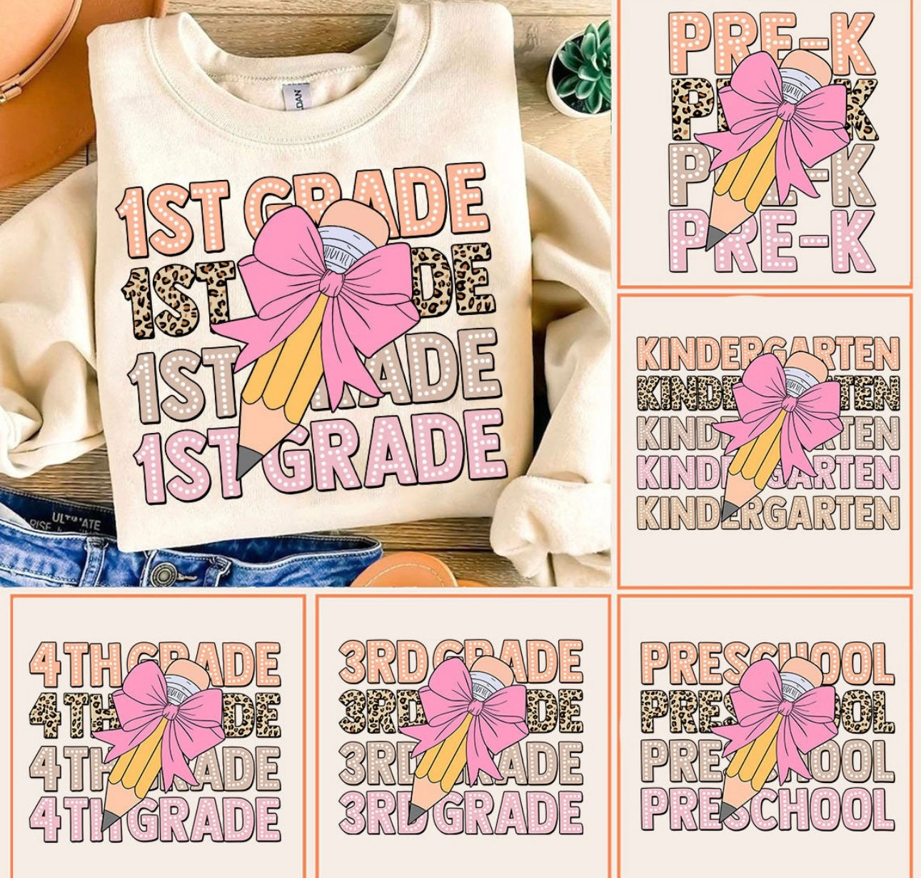 Adult Grade Pencil Bow Tshirt