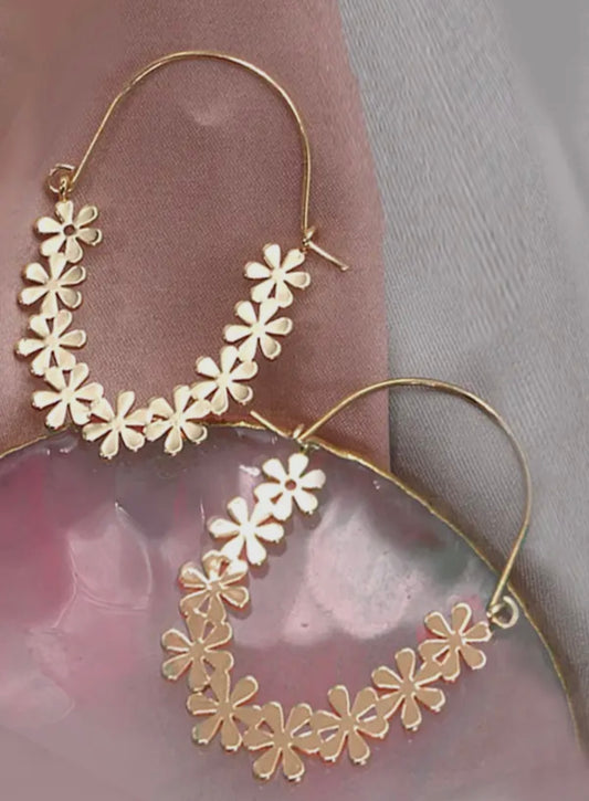 Gold Daisy Hoop Earrings