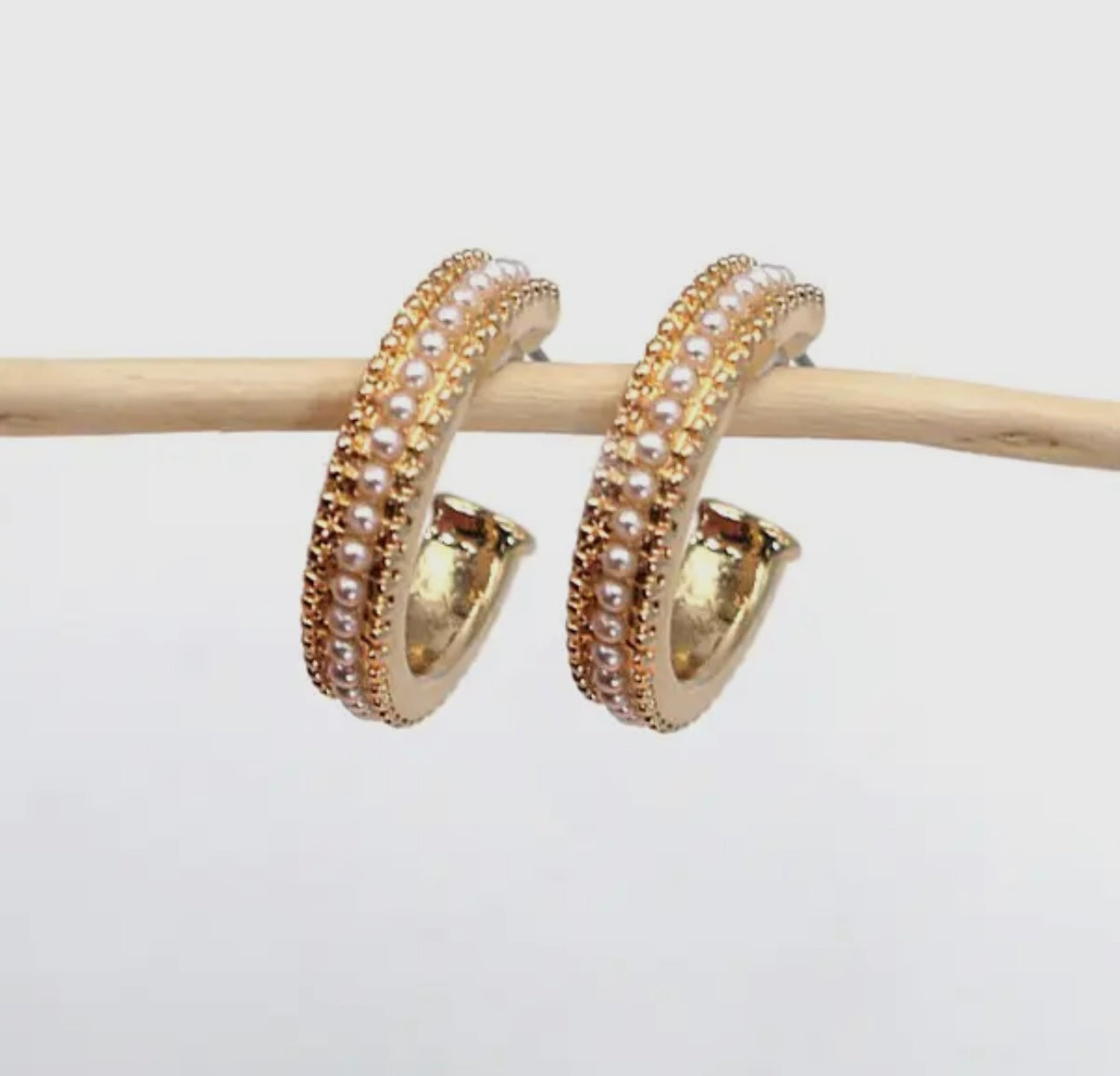 Pearl Studded Hoop Earrings