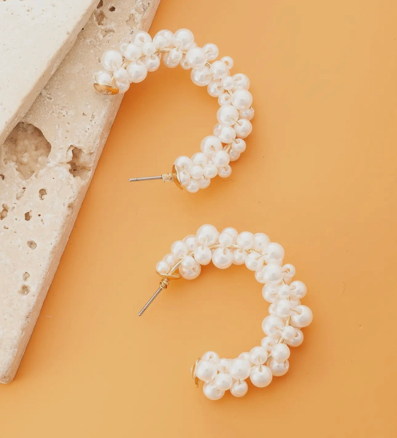 Pearl Beaded Hoop Earrings