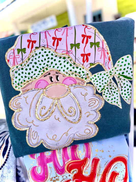 Pink Bow Santa Drawing